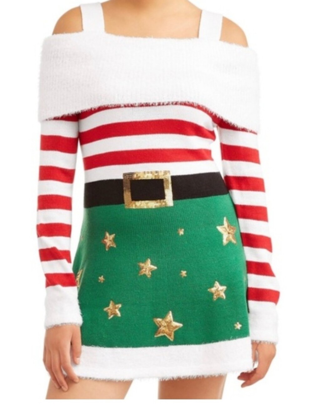 Holiday Time Womens Christmas Holiday Sweater Dress Elf Santa S 4 6